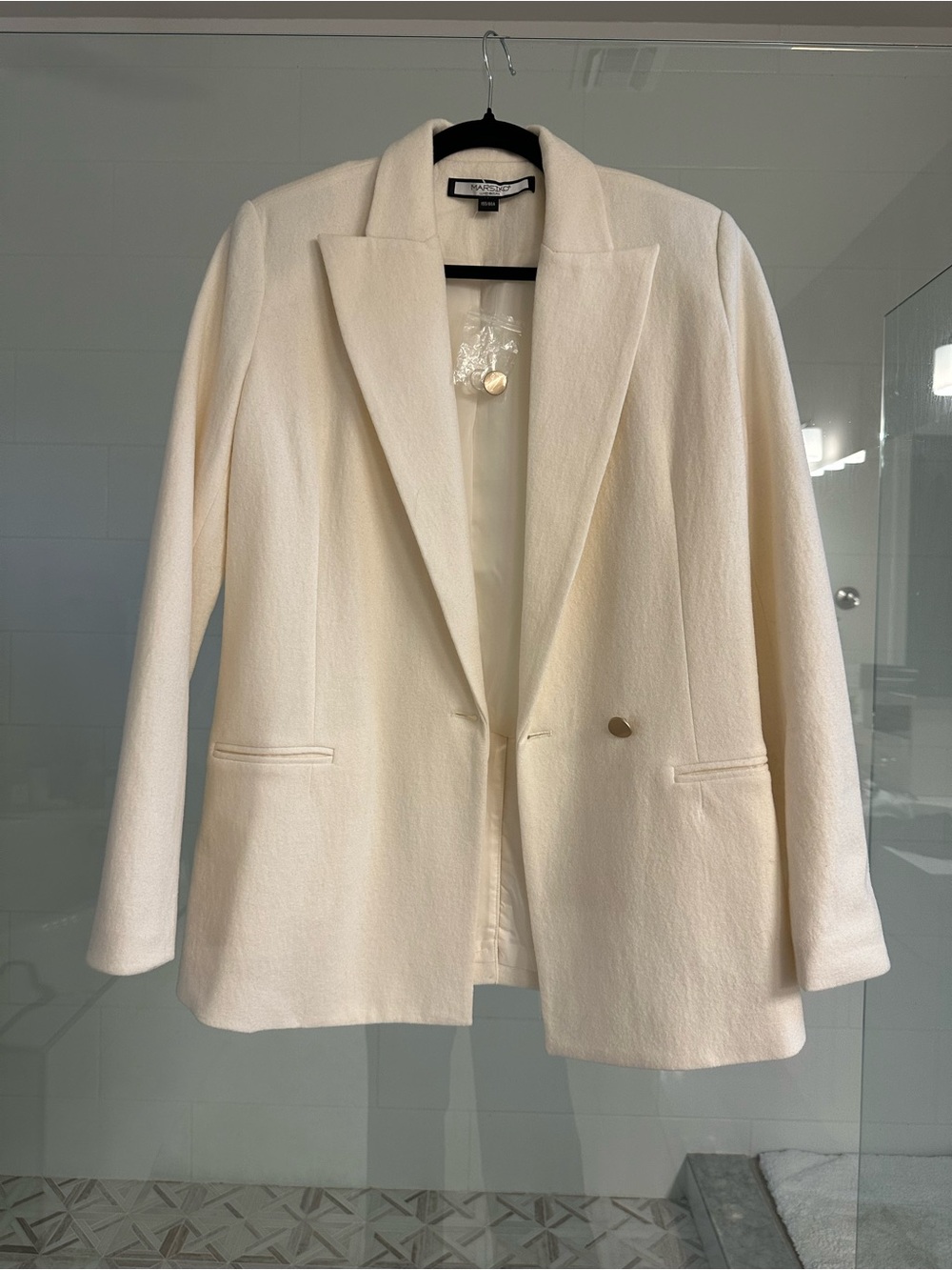 Marsiko Women's Cream Single-Button Blazer Jacket